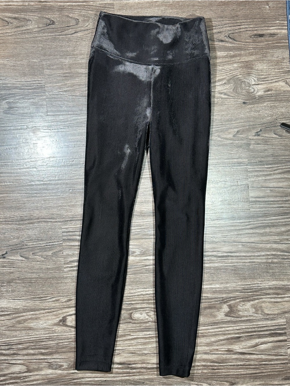 WHBM WHITE HOUSE BLACK MARKET Black Velour RUNWAY High Rise Stretch Leggings 2